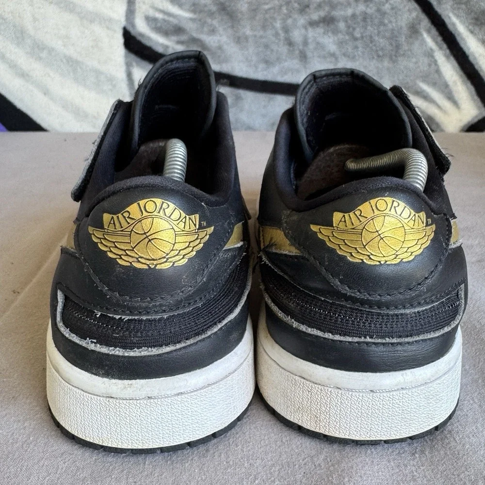 Size 10 - Air Jordan 1 FlyEase Low Black Metallic Gold White Dm1206-071